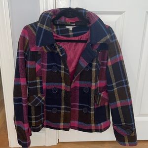 Plaid Peacoat size Small from Body Central, multicolor